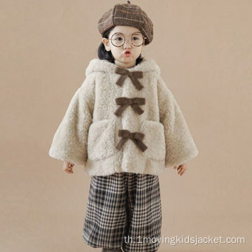 เสื้อสเวตเตอร์ผ้าขนสัตว์หนาสำหรับเด็กผู้หญิง Winter Bow Plush Top